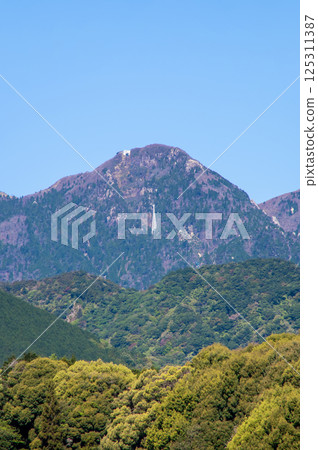 春天的御在所山和山麓的新綠 125311387