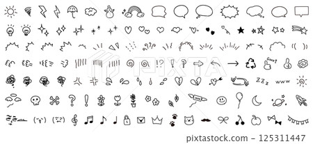 手繪情感表達與表情符號插圖集 125311447