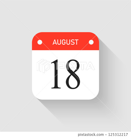 Vector icon page day calendar - 18 August month Vector icon page day calendar - 18 August month 125312217