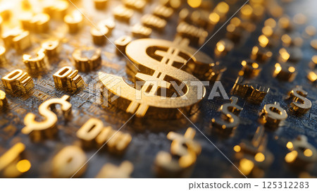Illustration of a currency symbol being molded by power 125312283