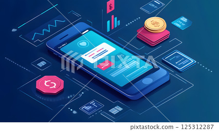 Illustration of digital wallet app with tax tracking 125312287