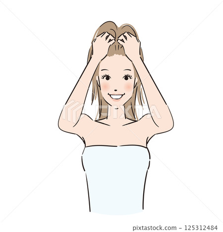 A woman giving a thorough scalp massage 125312484