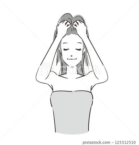 A woman giving a thorough scalp massage A woman giving a thorough scalp massage 125312510