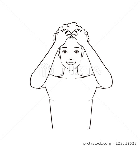 A man lathering shampoo and washing his hair thoroughly A man lathering shampoo and washing his hair thoroughly 125312525
