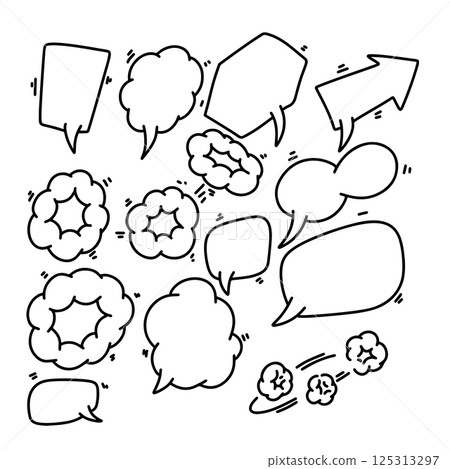 Set of hand drawn speech bubbles. Doodle speech bubbles. Vector illustration Set of hand drawn speech bubbles. Doodle speech bubbles. Vector illustration 125313297