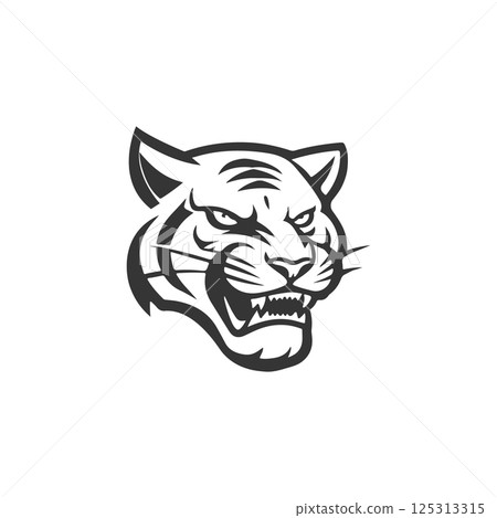 tiger head illustration isolated on white background. Images for logo, label, emblem. 125313315