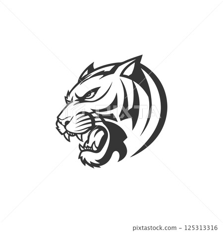 tiger head illustration isolated on white background. Images for logo, label, emblem. tiger head illustration isolated on white background. Images for logo, label, emblem. 125313316