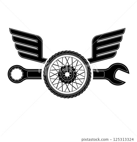 Tire service. Car service. Design element for logo, label, badge. Design element in vector. Tire service. Car service. Design element for logo, label, badge. Design element in vector. 125313324