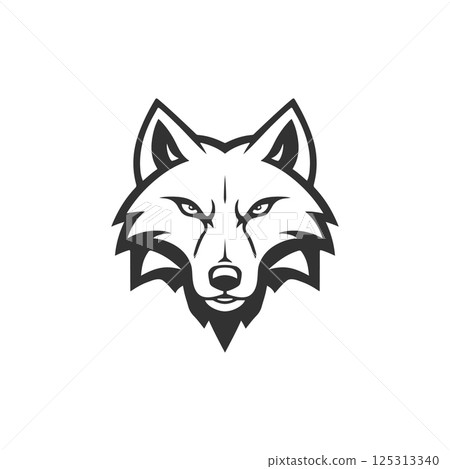 Wolf head. Design element for sport team logo, emblem, badge, mascot. Wolf head. Design element for sport team logo, emblem, badge, mascot. 125313340