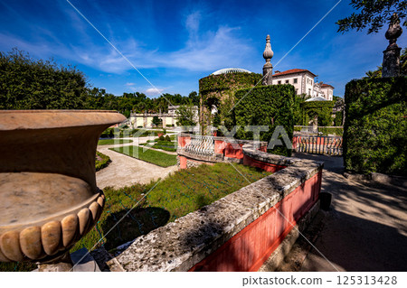 exteriors of Villa Vizcaya, Miami, Florida, usa 125313428