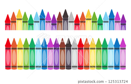 Vibrant color oil pastel crayon bottom border clipart 125313724