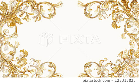 具有美麗金色弧形裝飾的古典框架背景 125313823