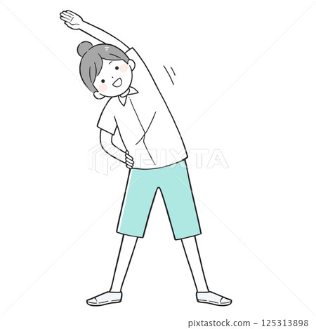 一位開朗的女人做廣播練習的插圖 125313898