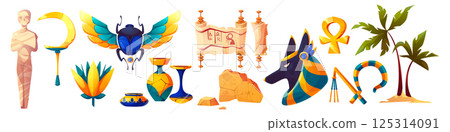 Ancient Egypt stone symbols set Ancient Egypt stone symbols set 125314091