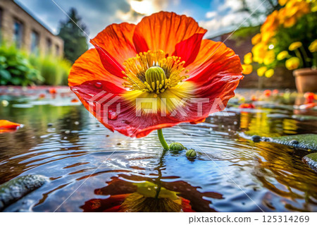beautiful flowers on pond 125314269