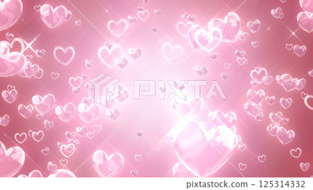 Hearts scattered all around - pink background 125314332