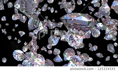 散落的寶石 - 黑色背景 125314333