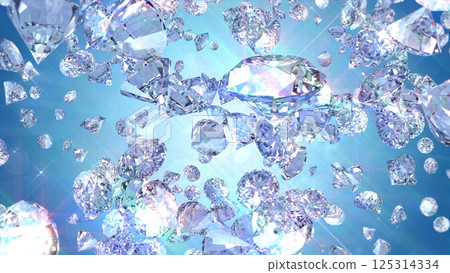 Gems scattered around - blue background 125314334