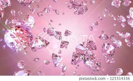 散落的寶石 - 粉紅色背景 散落的寶石 - 粉紅色背景 125314336