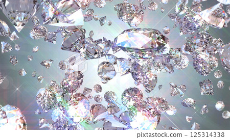 Gems scattered around - Silver background 125314338
