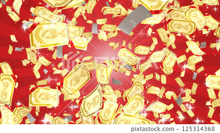 散落的優惠券-紅色背景 125314368