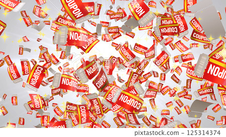 散落的優惠券-白色背景 125314374