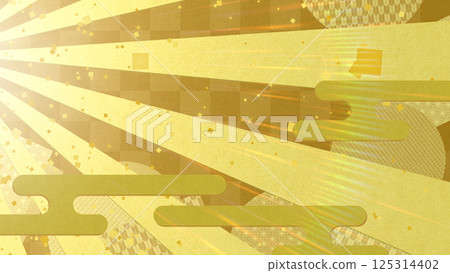 Japanese style image of a halo spreading from the upper left - Gold Japanese style image of a halo spreading from the upper left - Gold 125314402
