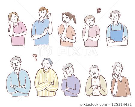 Care and welfare jobs (people with troubled faces) 125314481