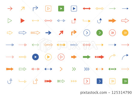 Simple arrow icon set Vector illustration Transparent background 125314790
