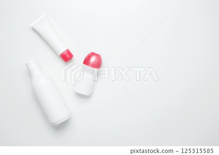 Cosmetic beauty products. Bottles and tubes with branding mock up. Skin care and beauty concept 125315585