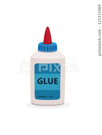 Liquid glue in a bottle isolated on a white background 125315864
