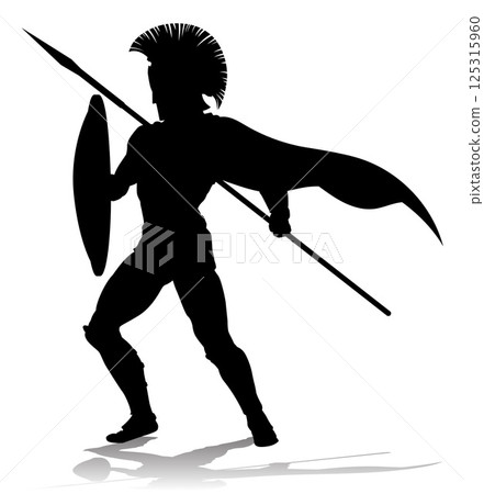 Spartan Silhouette Gladiator Trojan Greek Warrior Spartan Silhouette Gladiator Trojan Greek Warrior 125315960
