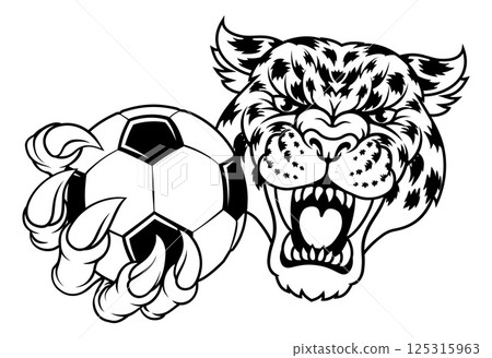 Jaguar Leopard Cheetah Soccer Football Ball Mascot 125315963