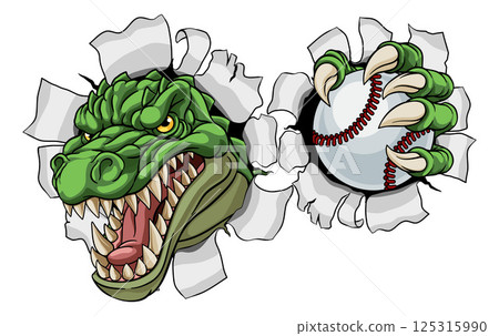 Crocodile Dinosaur Alligator Baseball Sport Mascot 125315990
