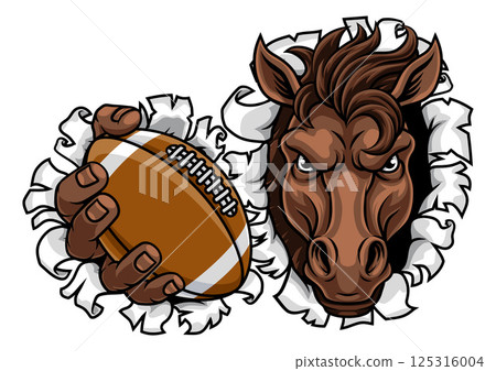 Horse Mustang Stallion Football Sports Team Mascot 125316004