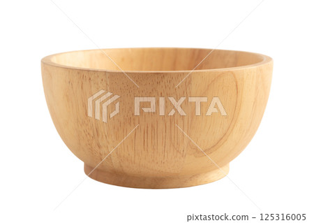 Wooden bowl isolated on white background. Wooden bowl isolated on white background. 125316005