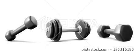 Black gym weights and dumbbells set 125316196