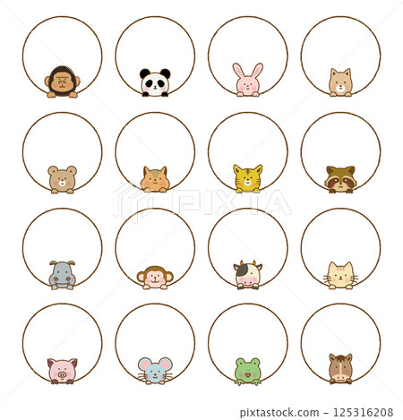 Round frame set of animals Round frame set of animals 125316208