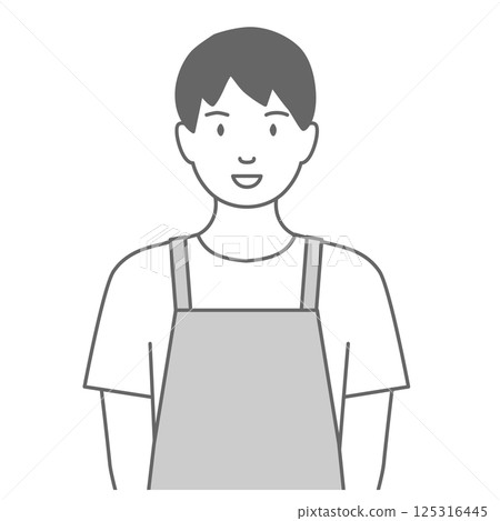 一名男子穿著圍裙面朝前方的插圖 125316445