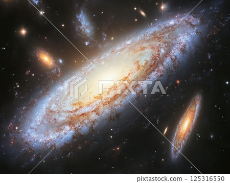 Spiral galaxies creating gentle luminous patterns in deep calming colors Spiral galaxies creating gentle luminous patterns in deep calming colors 125316550