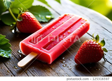 Strawberry popsicles 125316597