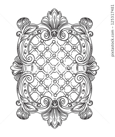 Floral lattice hand drawing scroll design element vector illustration 125317481