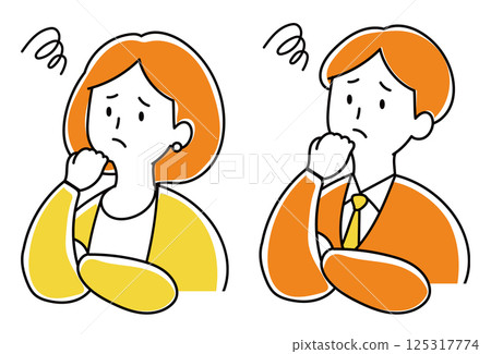 People in trouble: Illustration of a man and woman in a suit 125317774