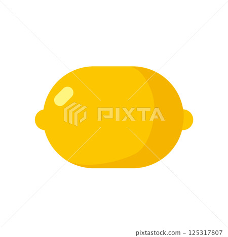 A whole yellow juicy lemon. Vector illustration in flat style. Suitable for menu design, textiles, tableware 125317807