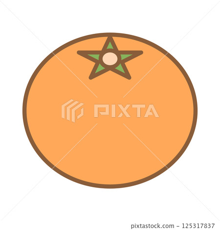 Flat icon, cute fruit illustration material in gentle colors (mandarin orange) 125317837