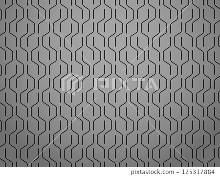 The geometric pattern with wavy lines. Seamless vector background. Gray and black texture. Simple lattice graphic design 125317884
