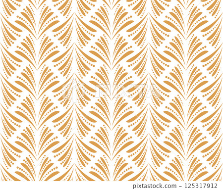 Flower geometric pattern. Seamless vector background. White and golden ornament 125317912