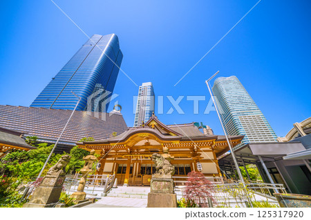 The cityscape of Tokyo in Japan, overlooking Azabudai Hills, Hachiman Shrine, etc. The cityscape of Tokyo in Japan, overlooking Azabudai Hills, Hachiman Shrine, etc. 125317920