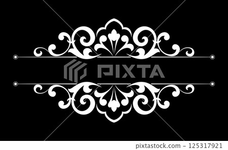 Vintage black and white element. Graphic vector design. Damask graphic ornament Vintage black and white element. Graphic vector design. Damask graphic ornament 125317921