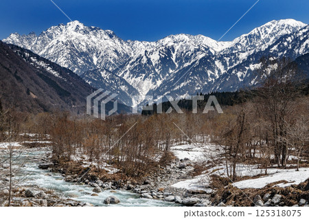 Spring view of Mount Tsurugi from Iori Bridge Spring view of Mount Tsurugi from Iori Bridge 125318075